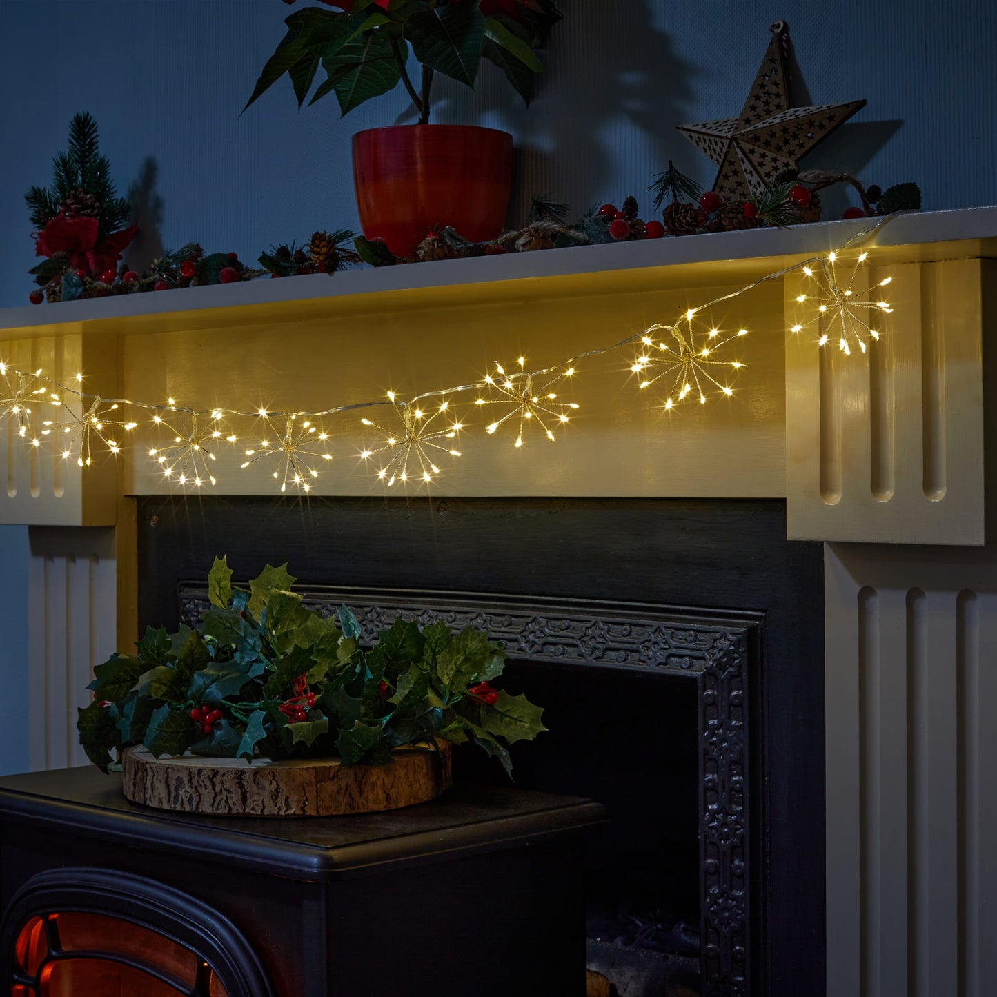 Dekoračné bateriové LED reťazové svetlá StarBurst String Lights od Three Kings