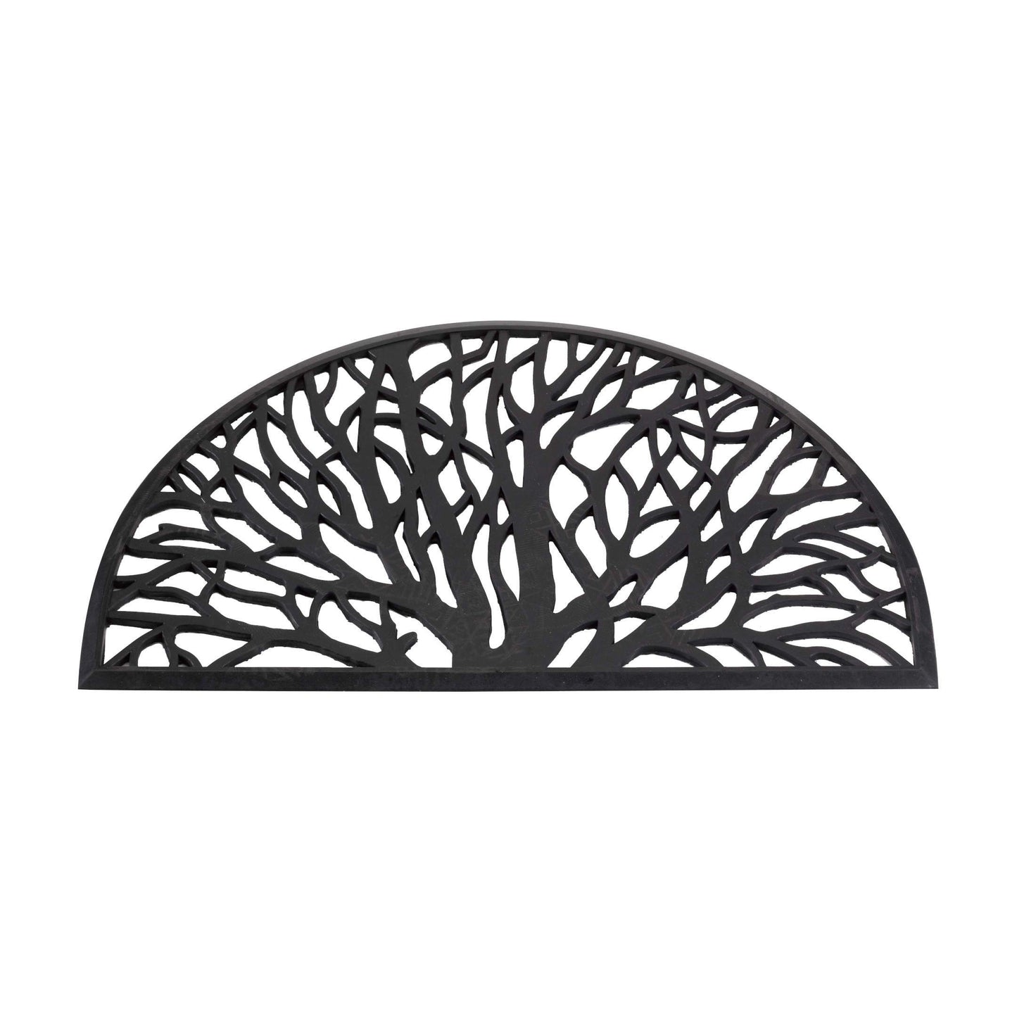 Masívna polkruhová čistiaca rohož z liatej gumy Wild Willow od Outside In designs s vŕbovým motívom