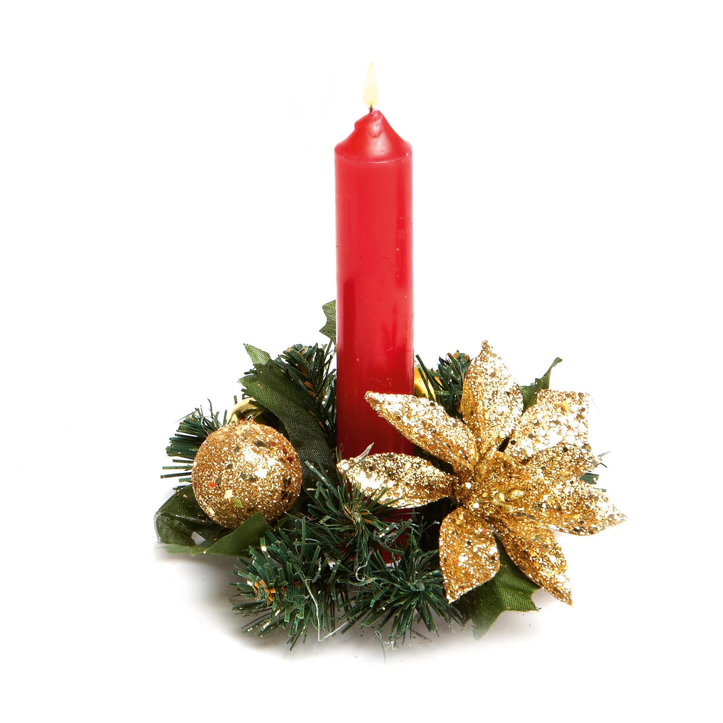 Vianočný prstenec okolo sviečky 13cm ⸱ Glitter Poinsettia Small Ring Gold