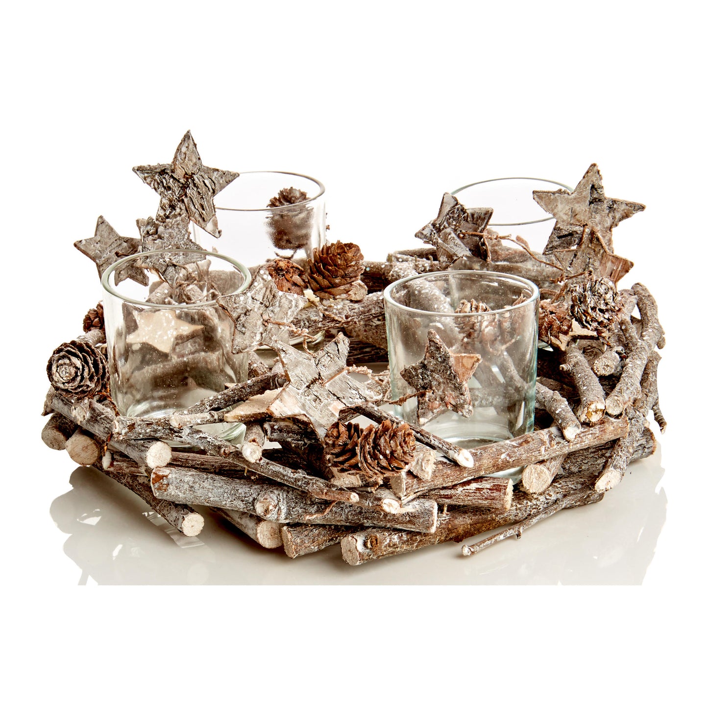 Adventný svietnik z vetvičiek ⸱ Sparkle Twig Round Candle Holder