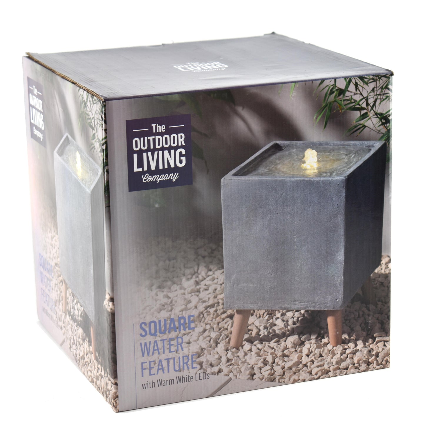 Moderná štvorcová izbová fontána s LED osvetlením Square Contemporary od The Outdoor Living Co