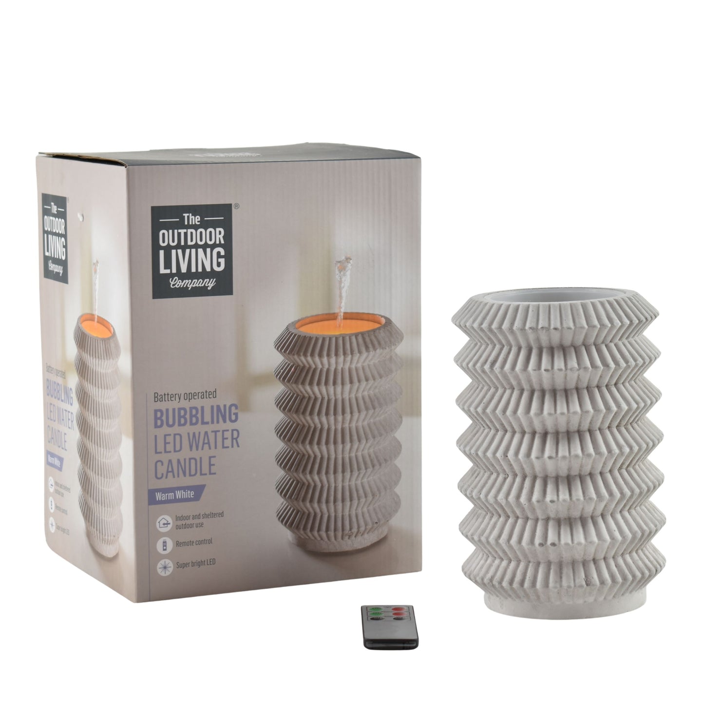 Malá fontánka do interiéru Grey Bubbling Water Candle od The Outddor Living Co