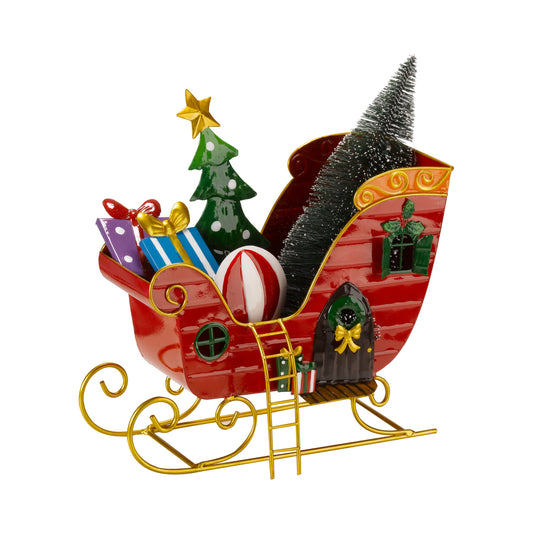 Kovová vianočná dekorácia Santa Sleight Ho Ho Home! od Three Kings