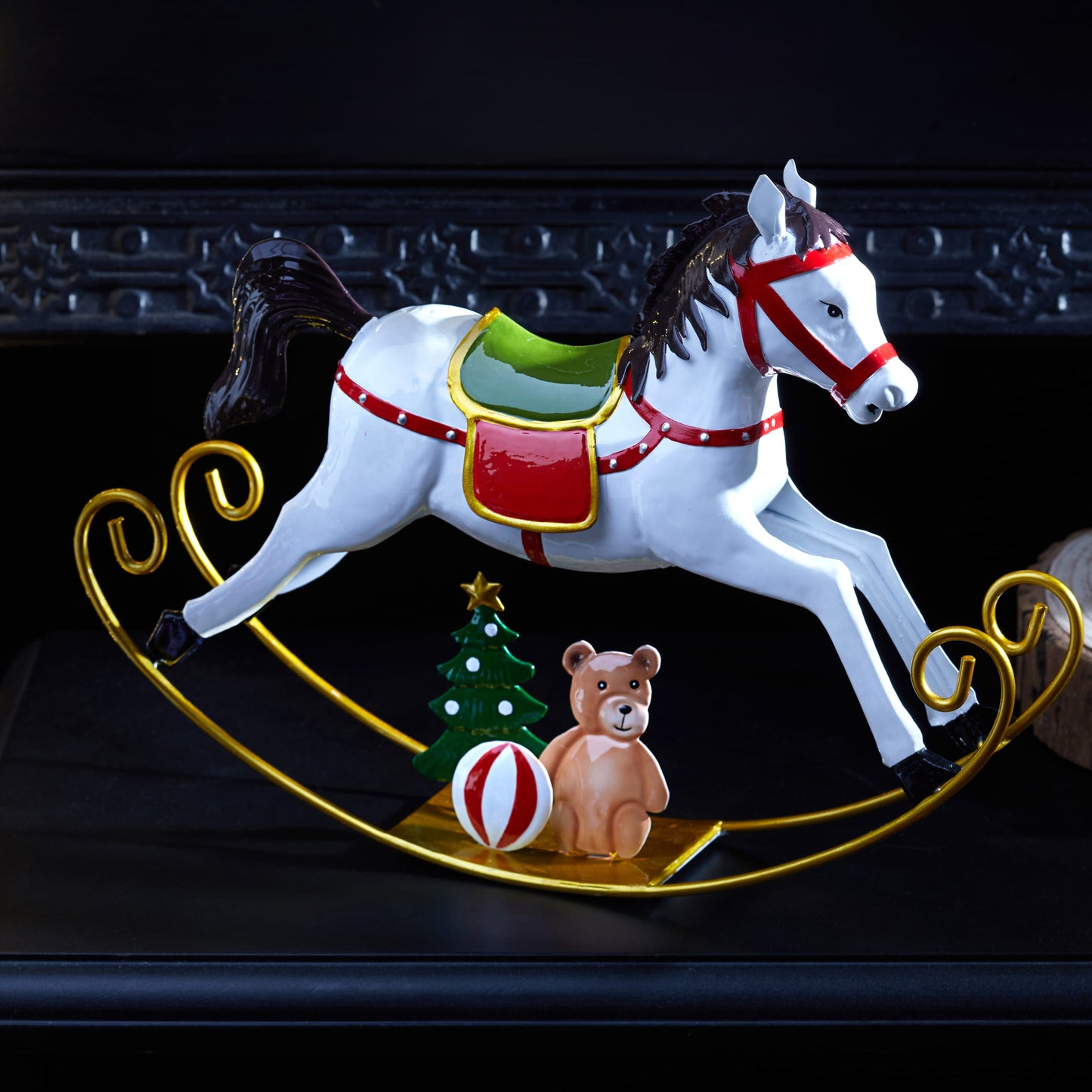 Kovová vianočná dekorácia Rocking Horse od Three Kings