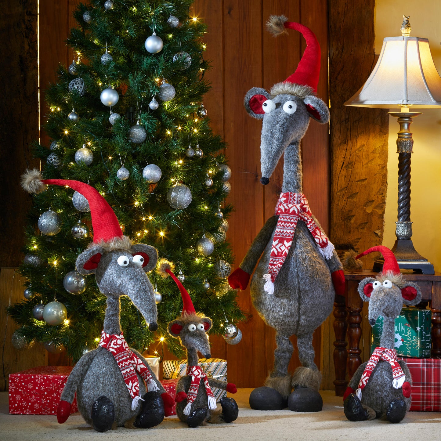 Kolekcia vianočných dekoračných figúriek potkanov Rat Family od Three Kings