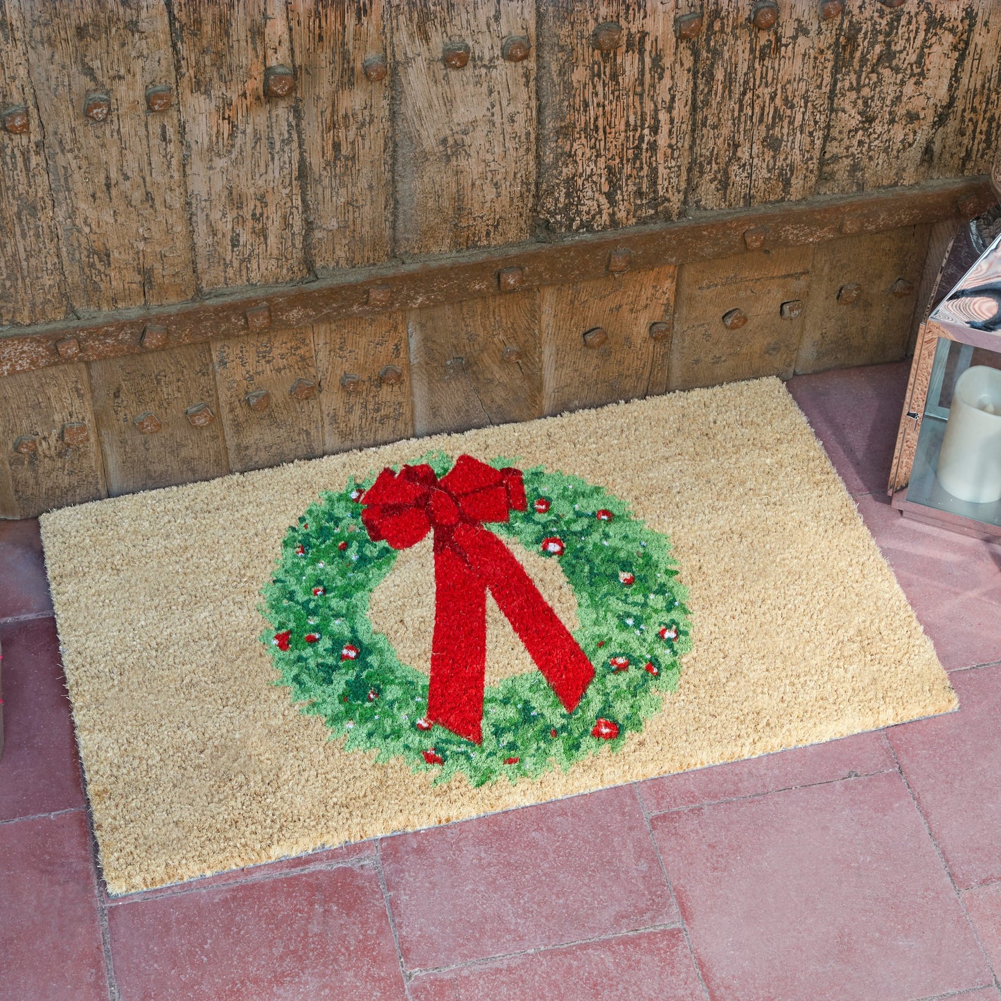 Vianočná rohožka pred dvere ⸱ Holly & Ribbon