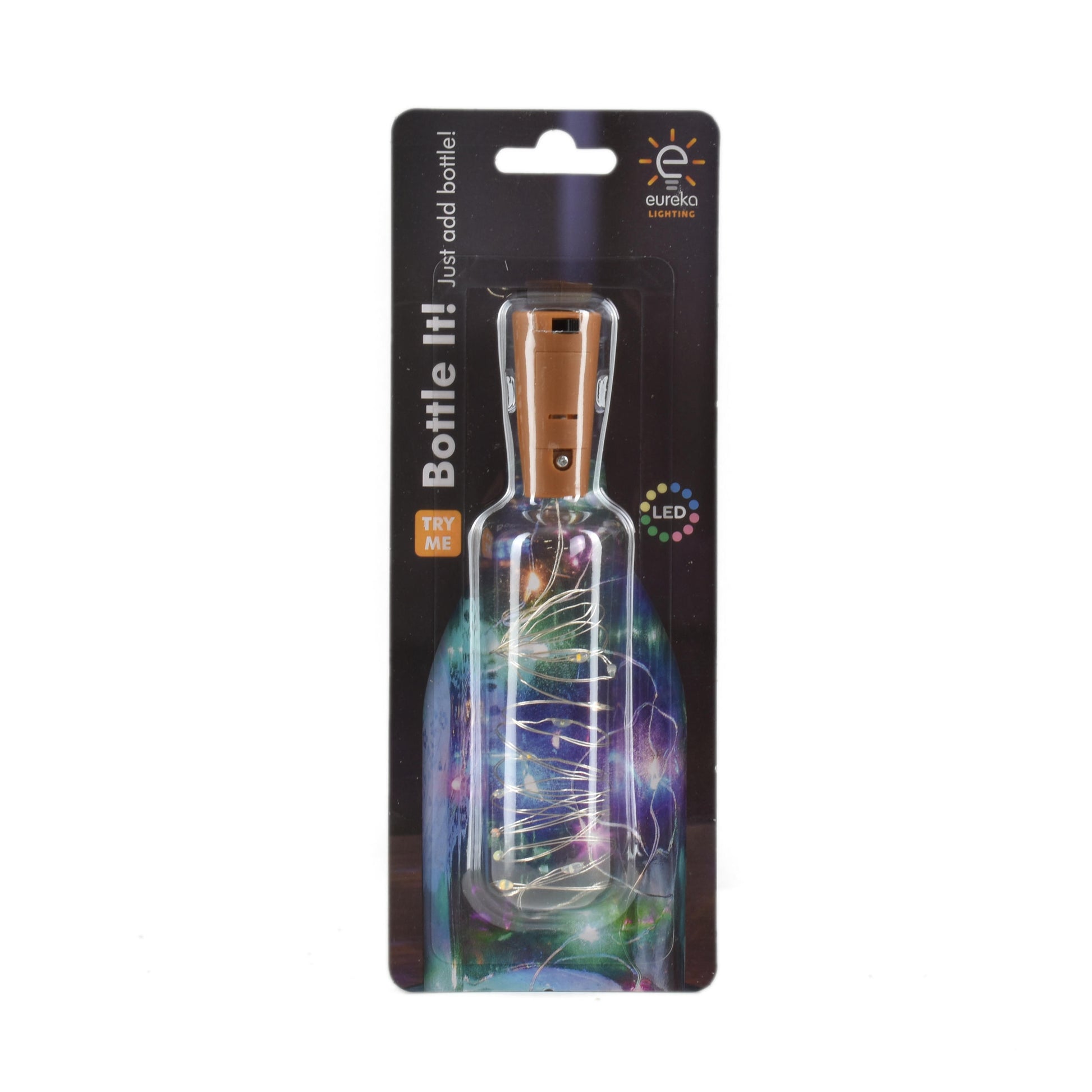 Dekoračná LED reťaz do fľaše Bottle It! od Eureka Lighting s viacfarebnými LED svetlami