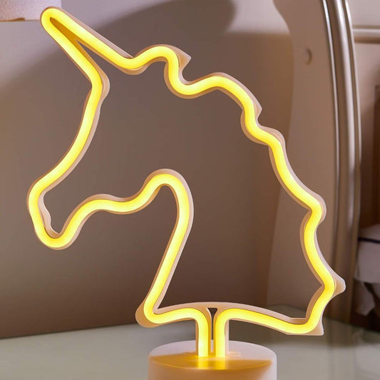 Neon Decor Unicorn - dekoračná LED lampa v tvare jednorožca so žltým neónovým svetlom