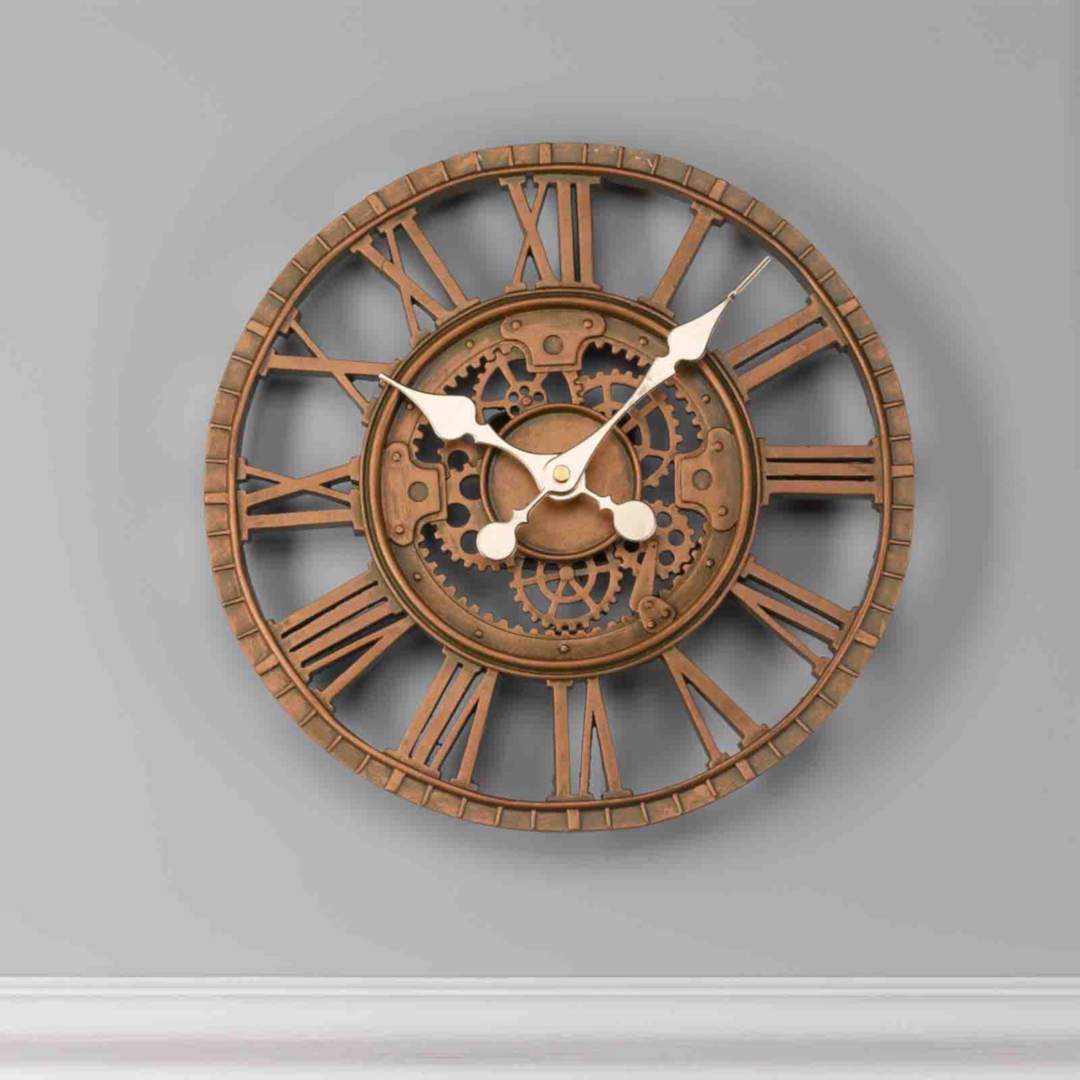 Nástenné hodiny Newby Mechanical v bronzovej farbe s priemerom 30cm v interiéri