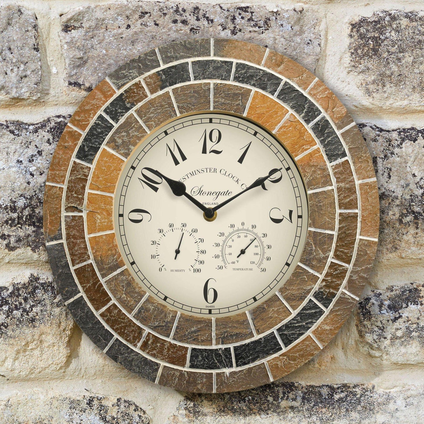 Nástenné hodiny ⌀ 35cm s teplomerom ⸱ Stonegate Mosaic