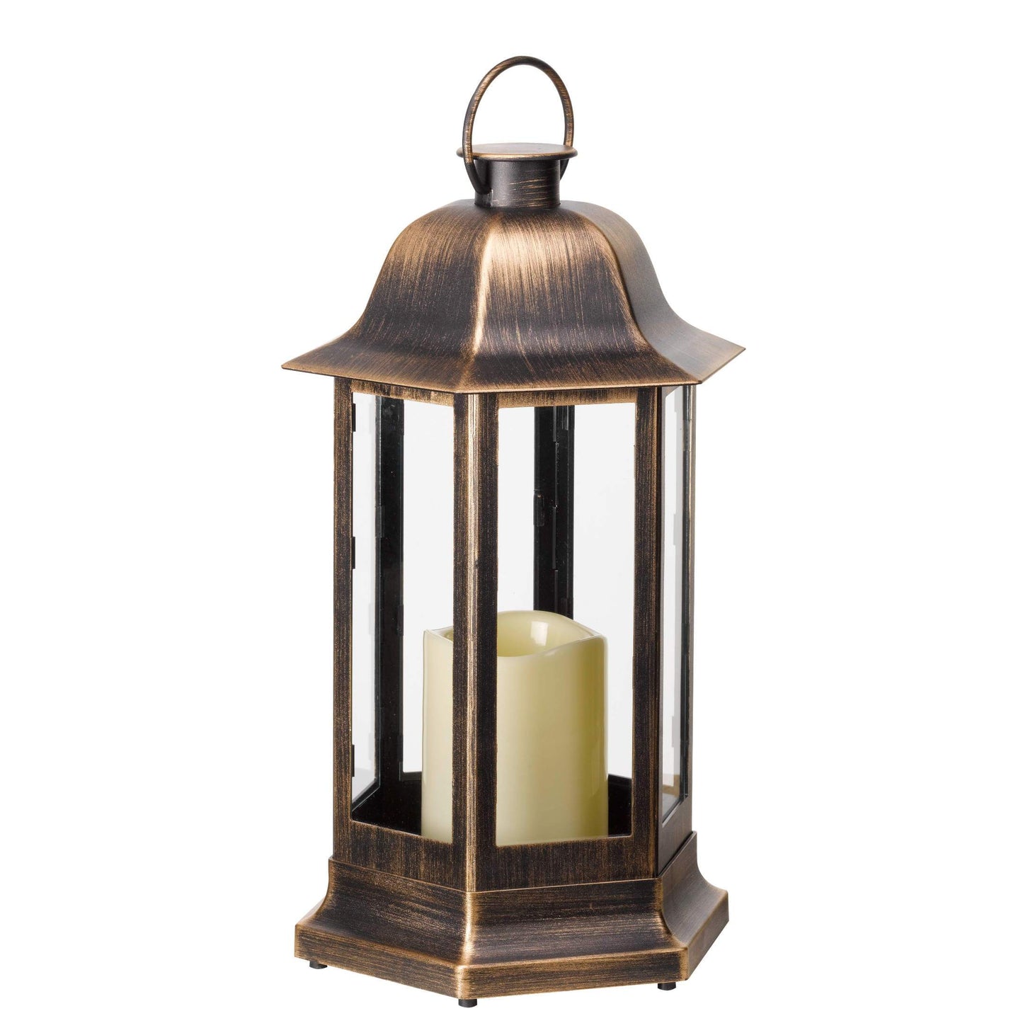 NORDIC lampáš v zlato-čiernej na terasu s LED sviečkou od Outside In designs