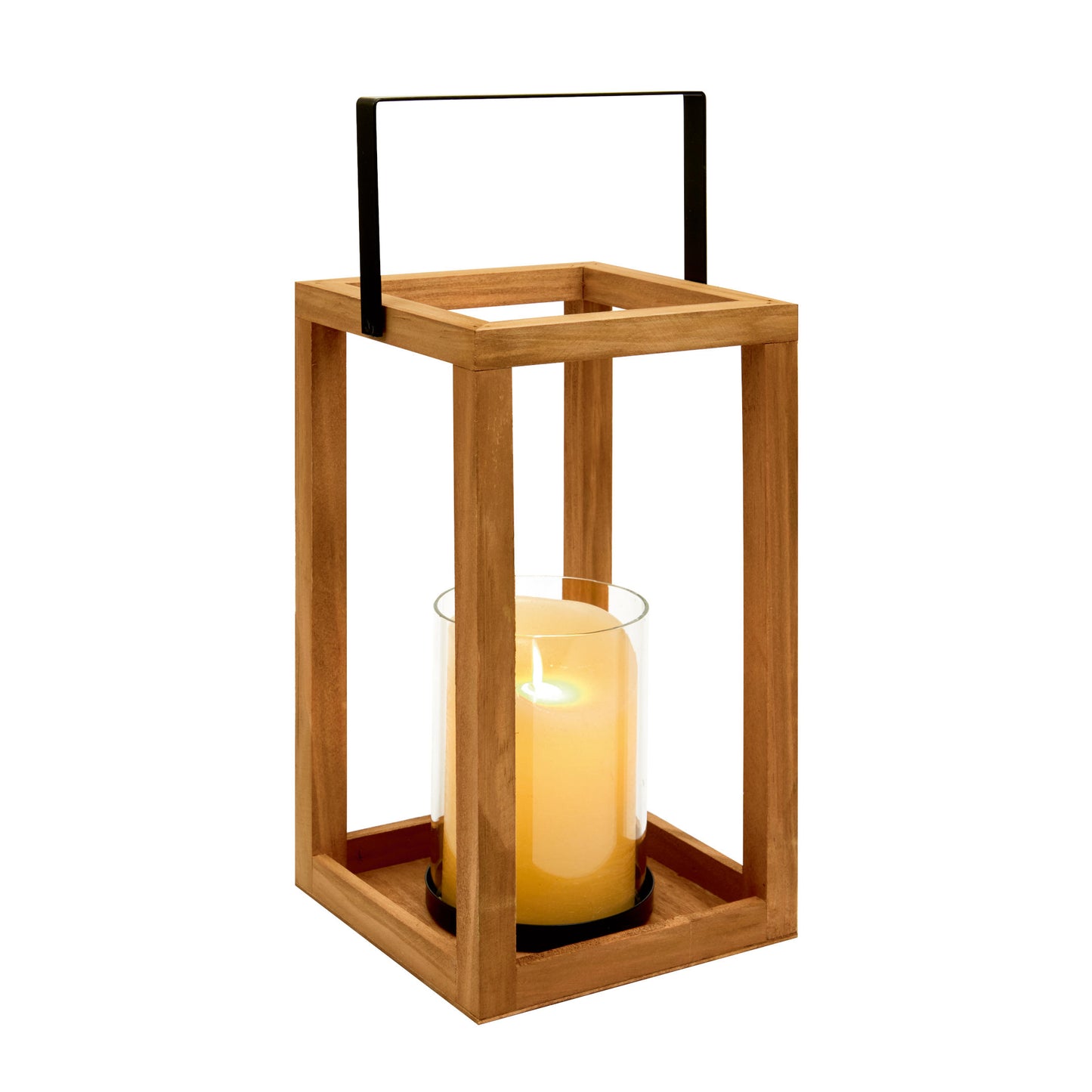 Moderný minimalistický drevený svietnik na valcovú sviečku, nízka varianta