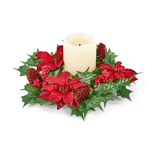 Vianočný venček 30cm ⸱ Poinsettia Candle Wreath Burgundy