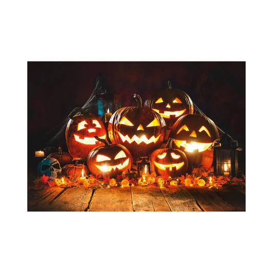 Scary Pumpkins in Barn LED Canvas
