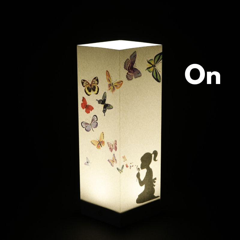 Tieňová dekoračná LED lampa ⸱ Girl Blowing Butterflies